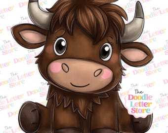Highland Kuh Png Kuh, Western Png, Jungenhemd, Highland Kuh, Western Sublimation, DTF, Doodle Clip Art PNG #HC3