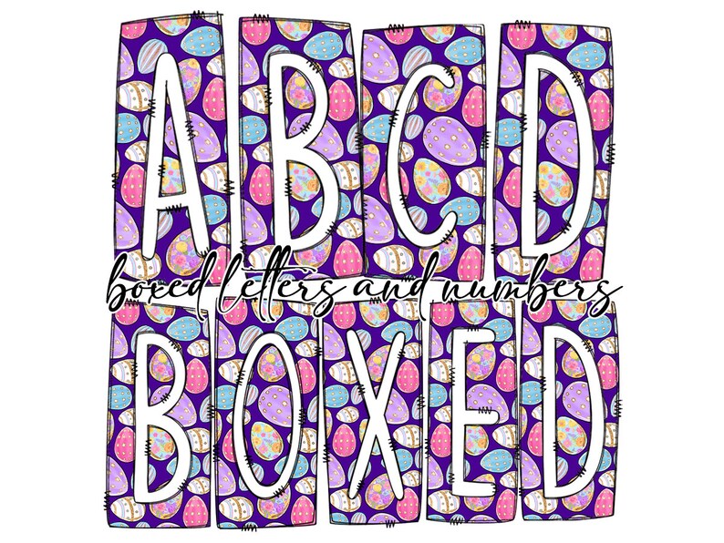 Glitter Easter Egg Box Doodle Letters, Western Hand Drawn Doodle ...