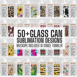 50+ MEGA BUNDLE 16oz Libbey Glass Can Tumbler Seamless Sublimation Designs, Glass Can Wrap png, Libbey Can Template, 16oz Libbey Wrap PNG