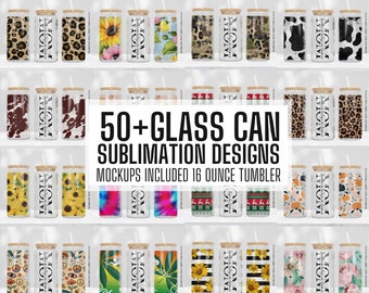 50+ MEGA BUNDLE 16oz Libbey Glass Can Tumbler Seamless Sublimation Designs, Glass Can Wrap png, Libbey Can Template, 16oz Libbey Wrap PNG