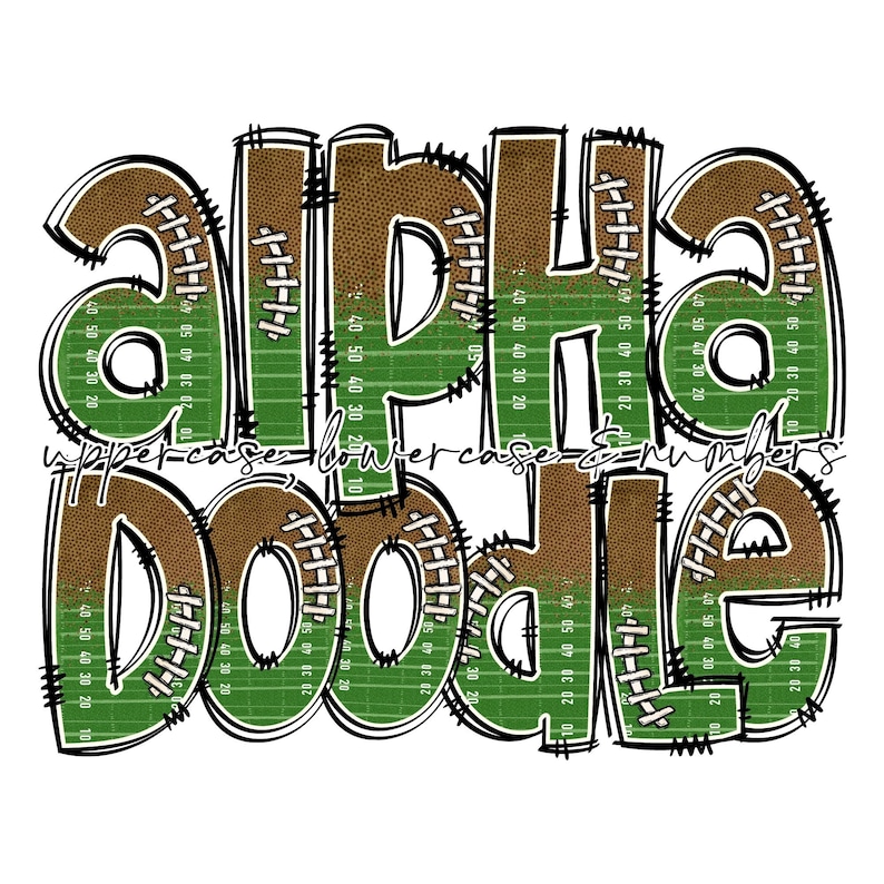 Football Alphabet Letters PNG Bundle, Grid Iron Sports Doodle Letters ...