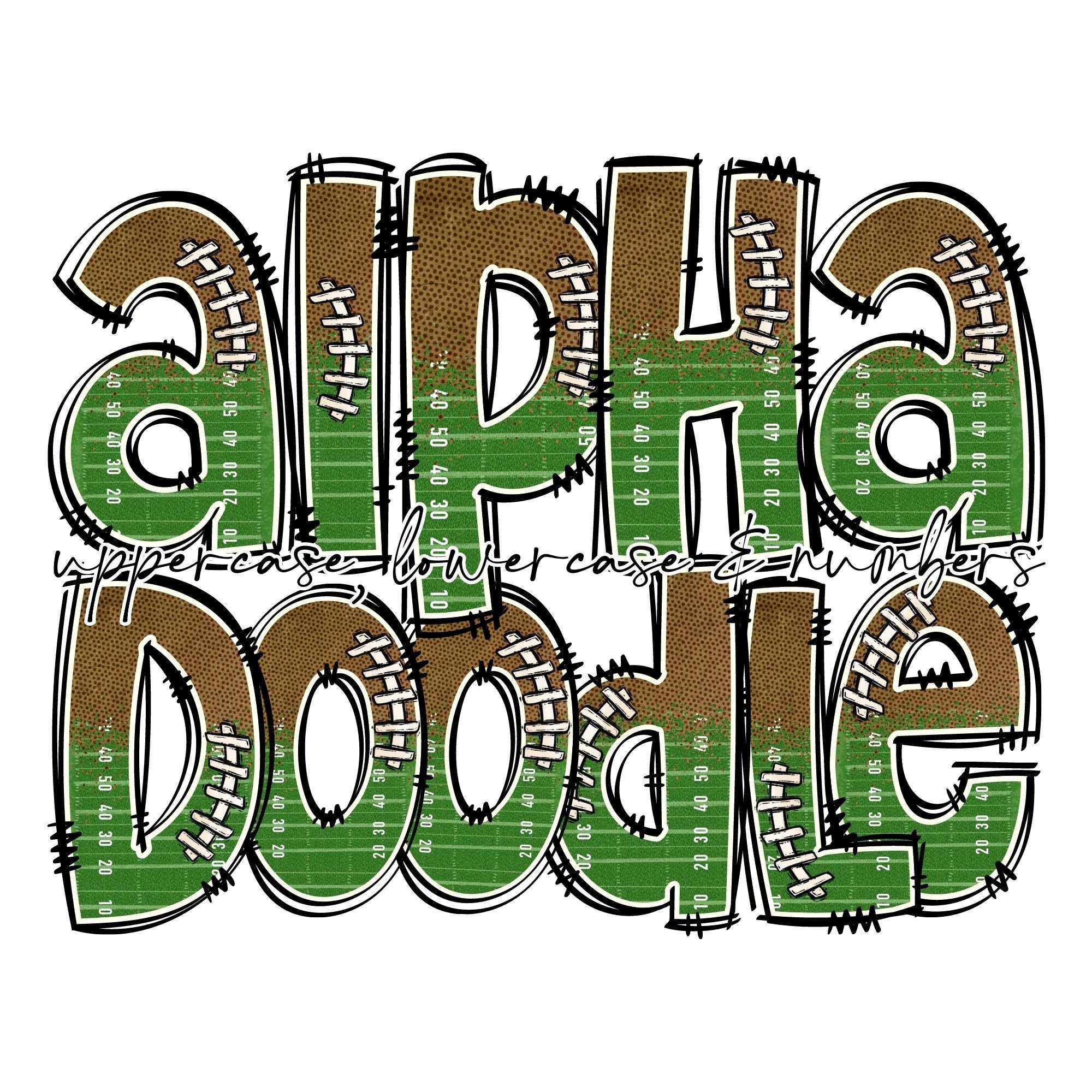 Football Alphabet Letters PNG Bundle, Grid Iron Sports Doodle Letters ...