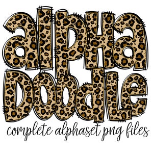 Brown Leopard Print Alphabet Letters PNG Bundle, Leopard Print Animal Print, Hand Drawn Alphabet Doodle, Sublimation Alpha Set Designs PNG