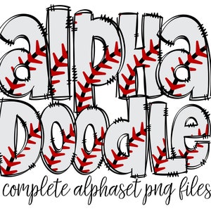 Baseball Alphabet Letters PNG Bundle, Baseball Sports Doodle Letters, Hand Drawn Alphabet Doodle, Sublimation Alpha Set Designs PNG