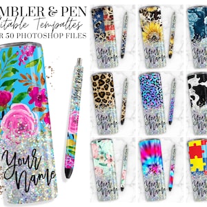 50+ Tumbler & Pen Bundle, Wraps for 20 oz Sublimation Tumbler, Floral Tumbler Cowhide Leopard Glitter Epoxy Waterslide Mega BUNDLE