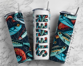 Fishing Lure 20oz tumbler with Doodle letters, Hand Drawn Doodle Alpha Bundle, Sublimation Font PNG, Patterned Numbers & Alphabet,
