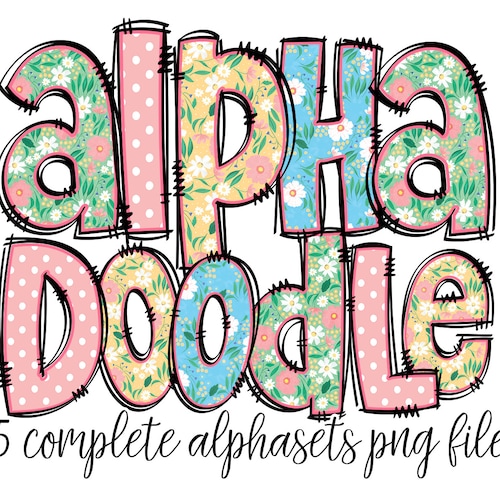 BUNDLE Spring Floral Alphabet PNG Doodle Alpha Doodle - Etsy