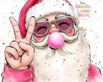 Retro Weihnachtsmann Weihnachten blasen PNG, Vintage Frohe Weihnachten PNG, lustige Weihnachtsmann Weihnachten Urlaub Sublimation Digital Download #SA1
