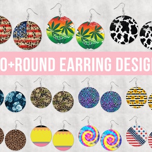 250+ Round Earring Sublimation Designs Bundle, Circle Sublimation Jewelry, Sublimate Earring Template, Commercial Use Earrings PNG,