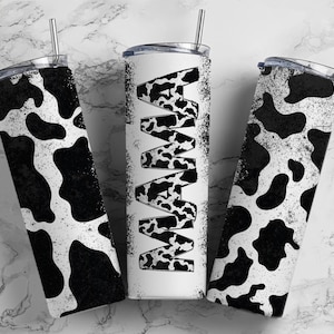 Cowhide Mama Seamless 20oz Sublimation Tumbler, Mothers Day Straight tumbler, Cow Print Mama Tumbler, Seamless Tumbler, Mom Tumbler Wrap PNG
