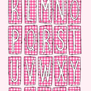Pink Gingham Mega Doodle Letter Bundle, Alphabet Set, Clip Art Letters ...