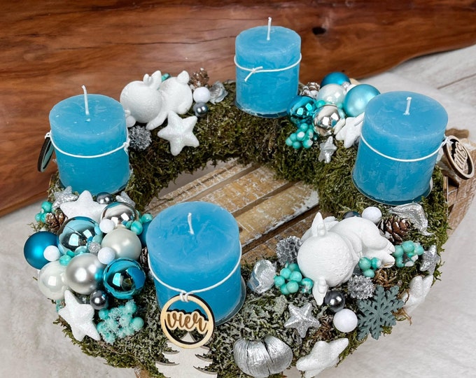 Adventskranz, Adventsgesteck, Kugelkranz, Mooskranz Weihnachten