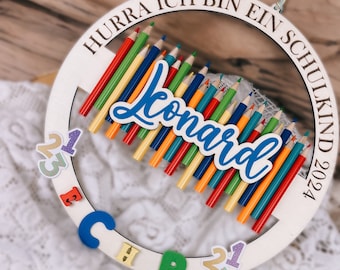 Regreso a clases, primer día de clases, madera, ¡hurra, niño/a escolar!, escuela, niño/a escolar 2025, regalos personalizados, ABC, decoración para el primer día de clases de los niños