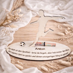 Geldgeschenk Jugendliche, Fußball Geldgeschenk aus Holz, Geschenk zur Jugendweihe oder Abschluss, Geldgeschenk Fußball, Geschenk Idee Holz