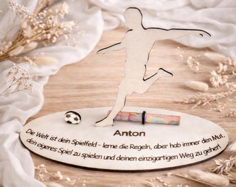 Regalo de dinero para adolescentes, regalo de dinero de madera con temática de fútbol, regalo para confirmación o graduación, regalo de dinero con temática de fútbol, idea de regalo de madera