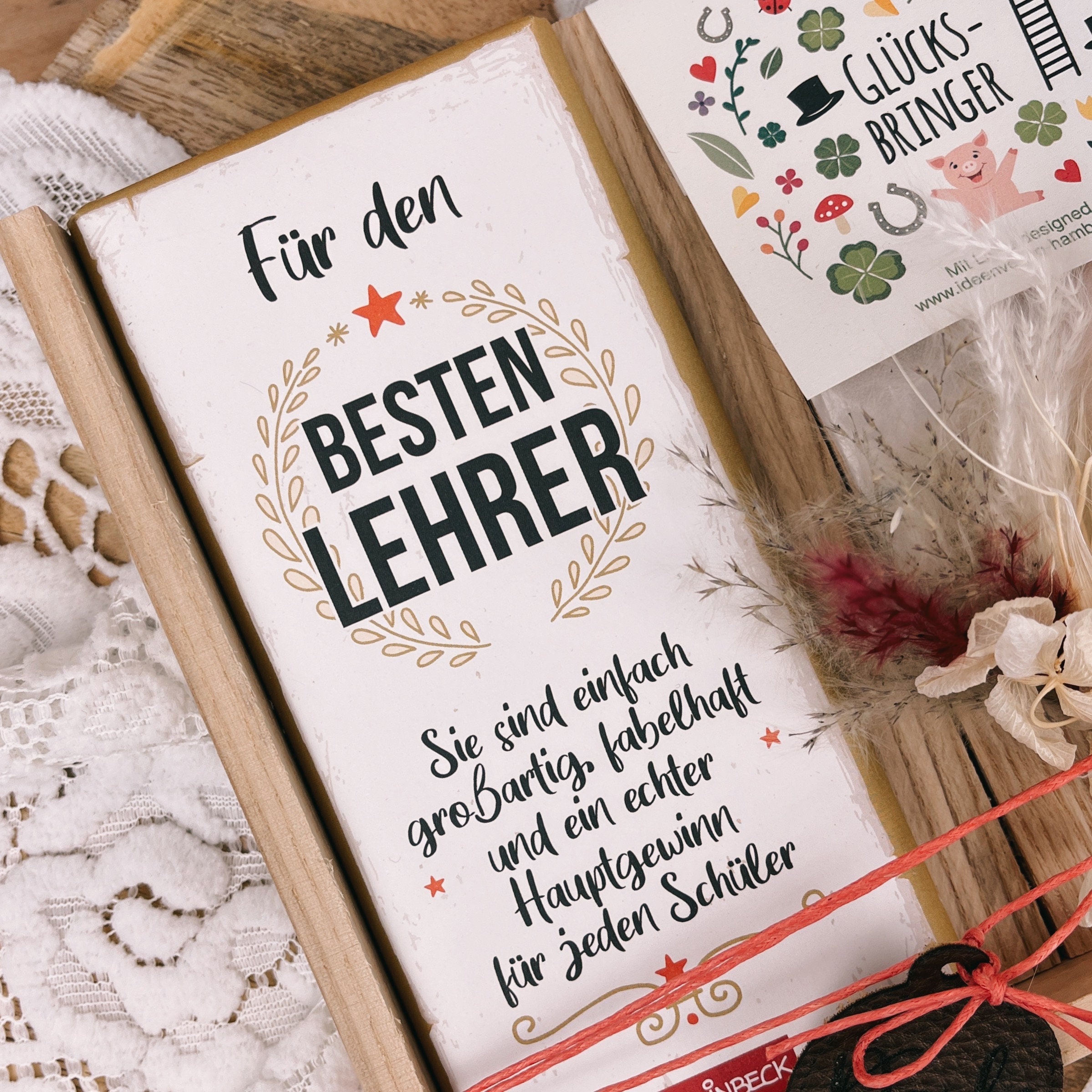 Herzförmiges Holzschild Für Lehrer – Dankesgeschenk, Abschied Oder Weihnachten, 13x13 Cm, Mit Persönlicher Botschaft