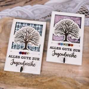 Jugendweihegeschenk, Geldgeschenk, personalisiertes Geschenk, Geld, Lebensbaum, Name, Unikat, Mädchen, Konfirmation, Geld, Holzgutschein