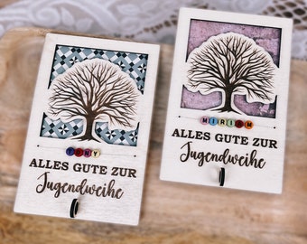 Jugendweihe, Geldgeschenk, Geschenk, personalisiert, Geld, Lebensbaum, Name, Unikat