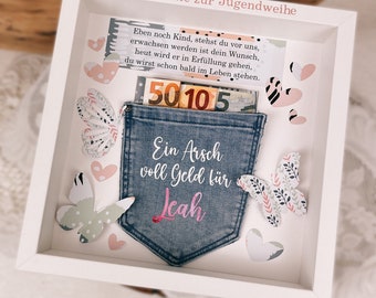 Jugendweihe, Geldgeschenk, Geschenk, personalisiert, Geld, Rahmen