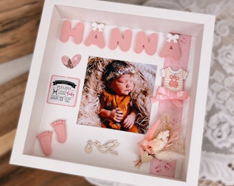 Baby Junge, Babygeschenk, Geschenk zur Geburt, Hallo Baby, Personalisiert, Geburtsrahmen, Kinder