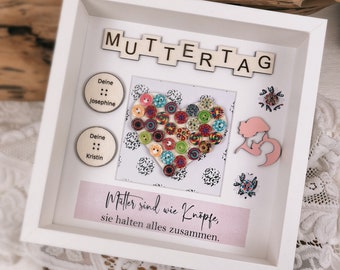 Muttertagsgeschenk, Mama, Geschenke zum Muttertag, Mutti, Dankeschön Mama, Personalisierte Geschenkidee Mutter, Herz, Trockenblumen, Blumen