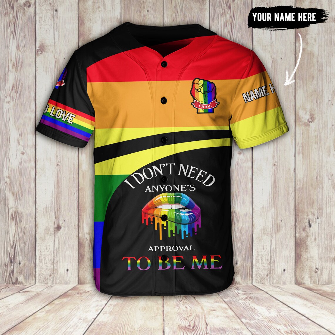 Custom Name Lgbt Pride Baseball Jersey I Dont Need Anyone Etsy