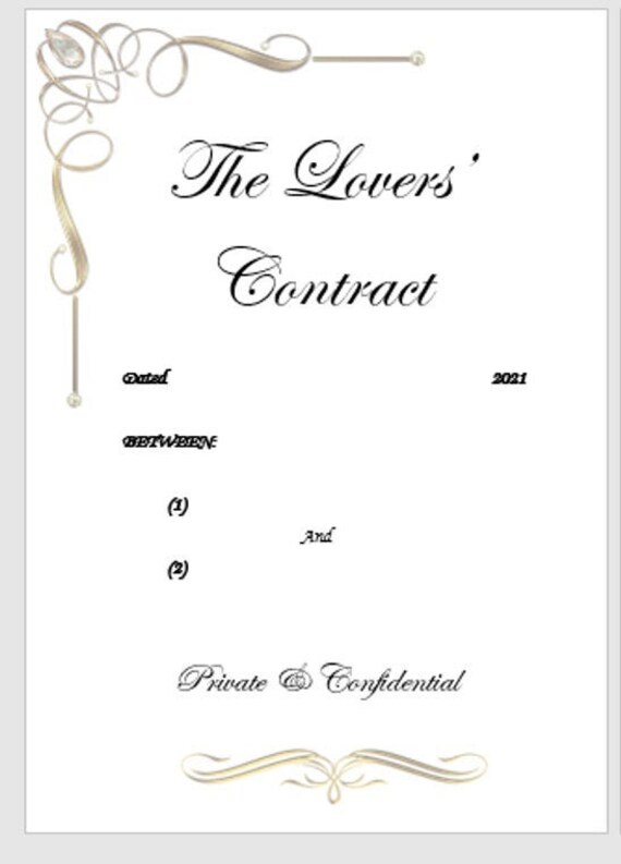 The Lovers Contract A Non Legal Agreement For Fun Etsy The Lovers Contract A Non Legal Agreement For Fun Etsy