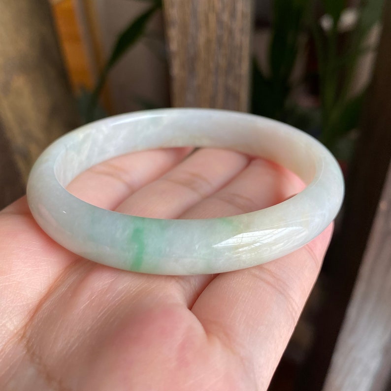 53.6mm Green Jade Bangle, Multiple Color Jade Bangle, Green and Yellow