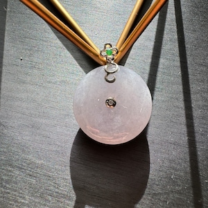 Lavender Jade Donut Pendant: 18k White Gold Burmese Jadeite