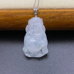 The God Of Fortune Ice Jade Pendant, Jade God Of Fortune Pendant, 18K Gold Buckle, Natural Grade A Burmese Jadeite Jade Pendant（冰种财神吊坠）