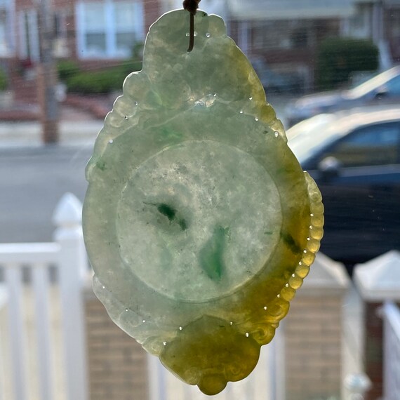 黄色と緑のアンティーク デザイン ペンダント、天然グレード A ビルマ