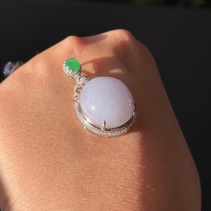 Lavender Jade Pendant: 18k White Gold & Diamond Burmese Jadeite
