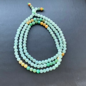 Ice Green Jade Beaded Necklace, Jade Beaded Necklace, Natural Grade A burmese Jadeite Jade(翡翠珠链）