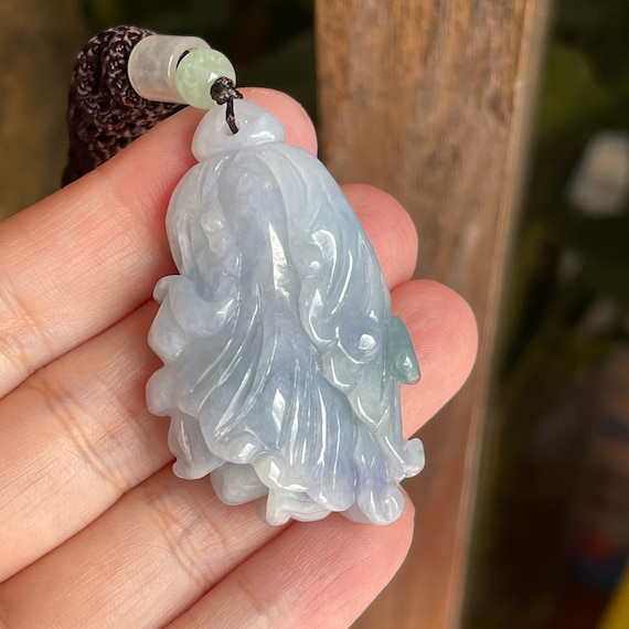Lavender Blue Jadeite Cabbage Pendant, Natural Grade A Jadeite