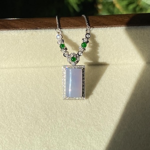 Lavender Jade Necklace: Burmese Jadeite, 18K White Gold Chain