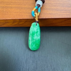 Green Burmese Jadeite Jade Pendant: Lucky Melon FuGua