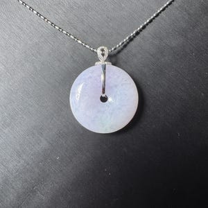 Lavender Jade Donut Pendant: 18k White Gold Burmese Jadeite
