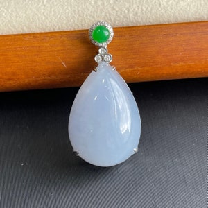Lavender Jade Pendant: 18k White Gold, Burmese Jadeite Drop