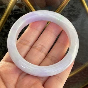 55.8mm Lavender Jadeite Bangle: Burmese Grade A Jade