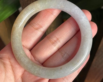 Vintage Gelber Jade Armreif: 56 mm Burma Jadeit
