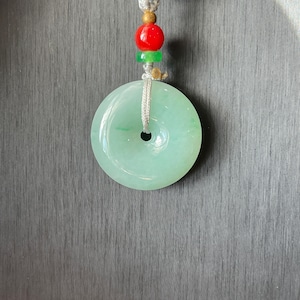 Natural Grade A burmese Jadeite Jade ，Apple Green Donut /circle Jade Pendant（果绿平安扣）Ping An Kou