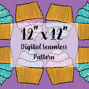 Cupcake Seamless Pattern,  Cute Cupcakes Pattern, Pastel Repeating Pattern, Digital Seamless File, JPEG Pattern, Digital Paper, JPEG Pattern