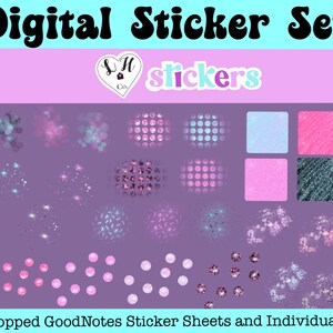 Glitter Digital Stickers, Sparkly Digital Stickers For Goodnotes, PNG Files, Digital Planner, Digital Notebook, Digital Scrapbook
