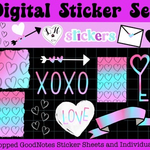 Valentines Day Digital Stickers, GoodNotes Stickers, Heart Stickers, Love Sticker, Digital Planner Stickers, Digital Notebook, PNG FIles