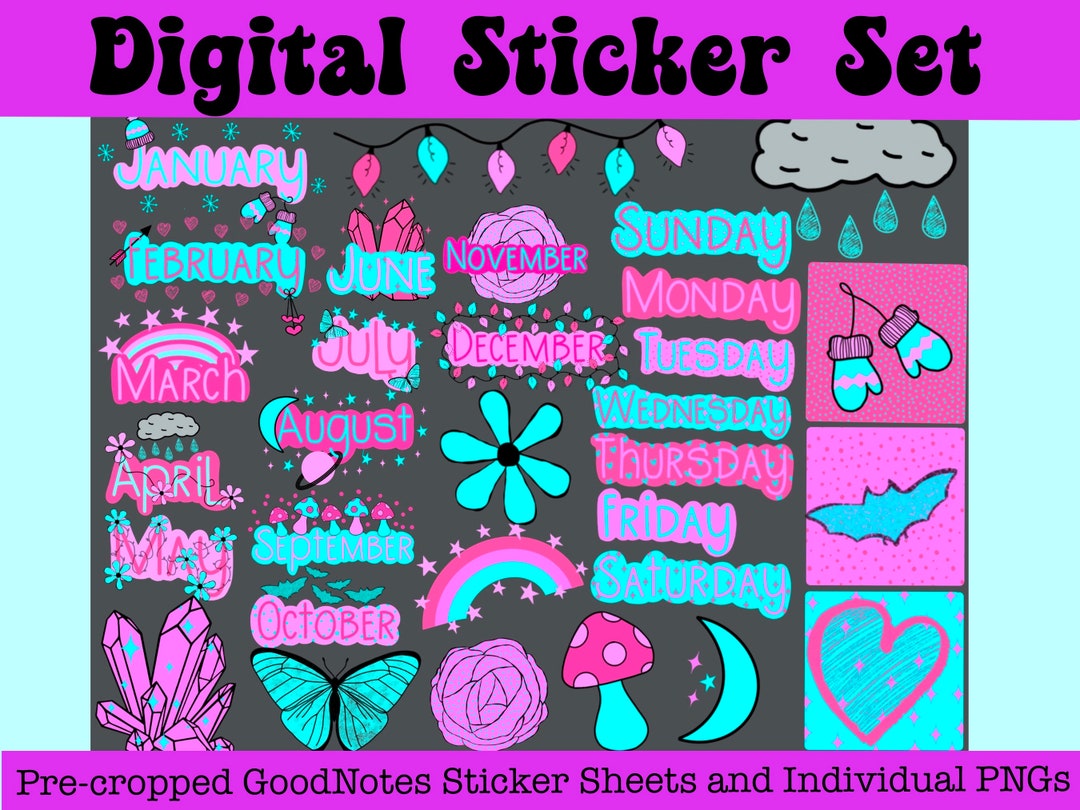 Calendar Digital Stickers, Goodnotes Stickers, Months of the Year ...