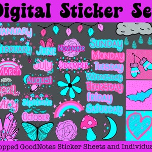 Calendar Digital Stickers, GoodNotes Stickers, Months of the Year Stickers, Digital Planner Stickers, Digital Notebook, Seasonal Stickers