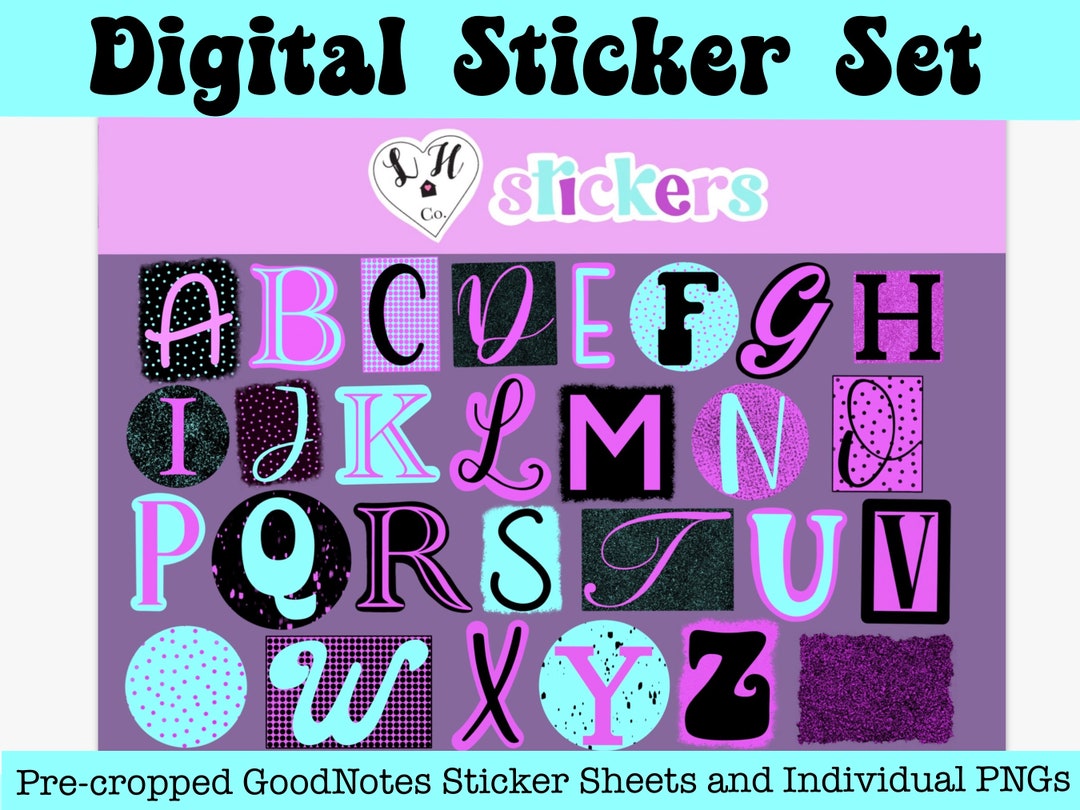 Alphabet Digital Stickers, Goodnotes Stickers, Letters Stickers