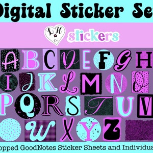 Alphabet Digital Stickers, GoodNotes Stickers, Letters Stickers, Alphabet Cut Outs, Digital Planner Stickers, Digital Notebook, PNG FIles