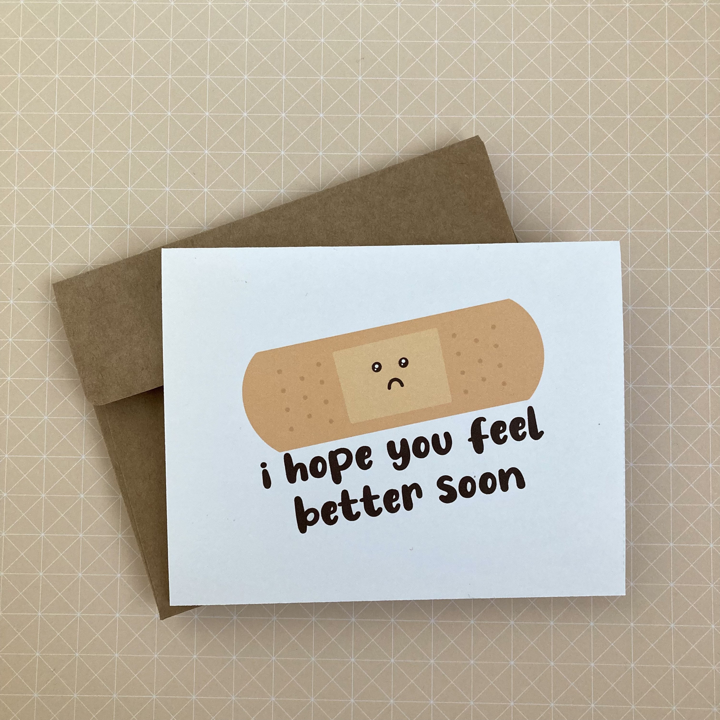 I Hope You Feel Better Soon - Get Well Card - Beige - Pink - Blue - Etsy