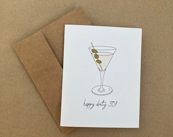 Happy Dirty 30! - Birthday Card - Martini